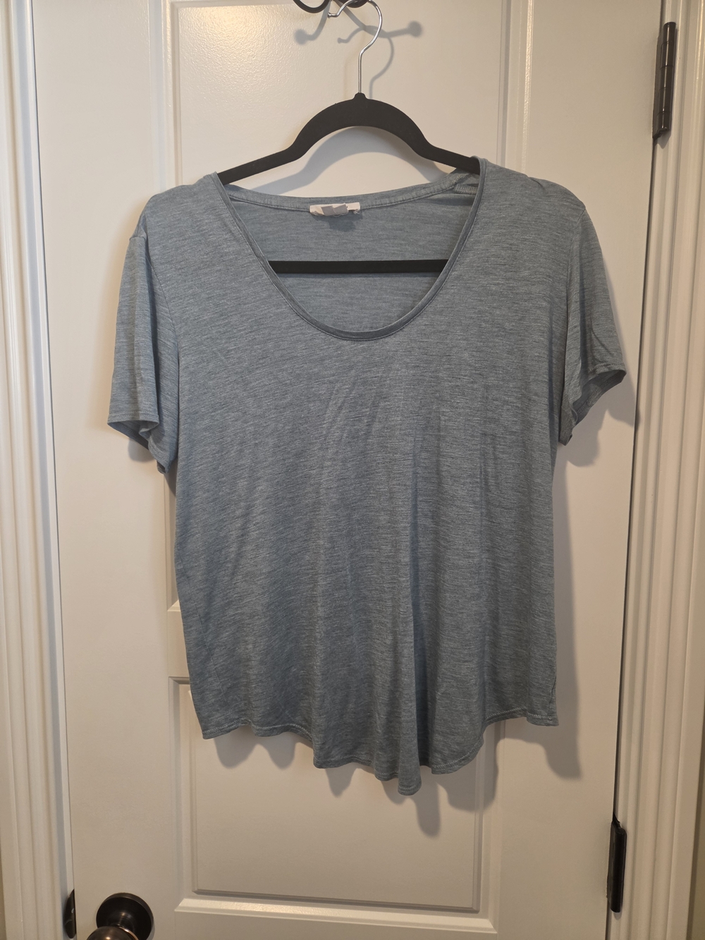 Helmut Lang Heather Green Scoop Neck Short Sleeve Tee - Large